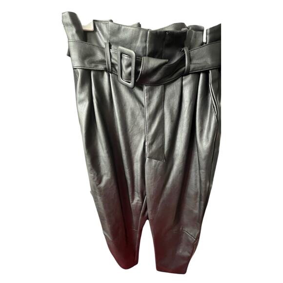 H&M Pants - H&M Faux Leather Paper bag Waist Pants Size 10